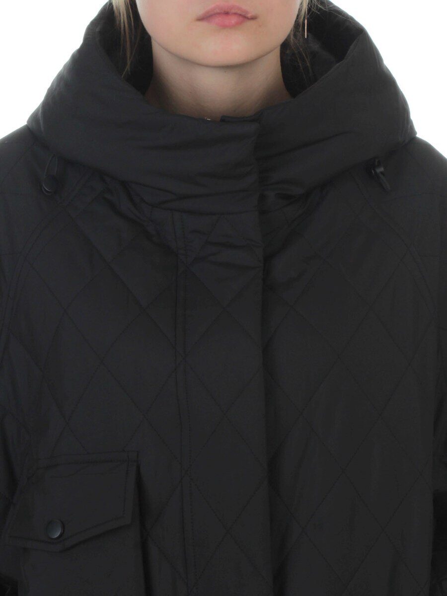 9606 BLACK Куртка стеганная демисезонная женская (100 гр. холлофайбер)
