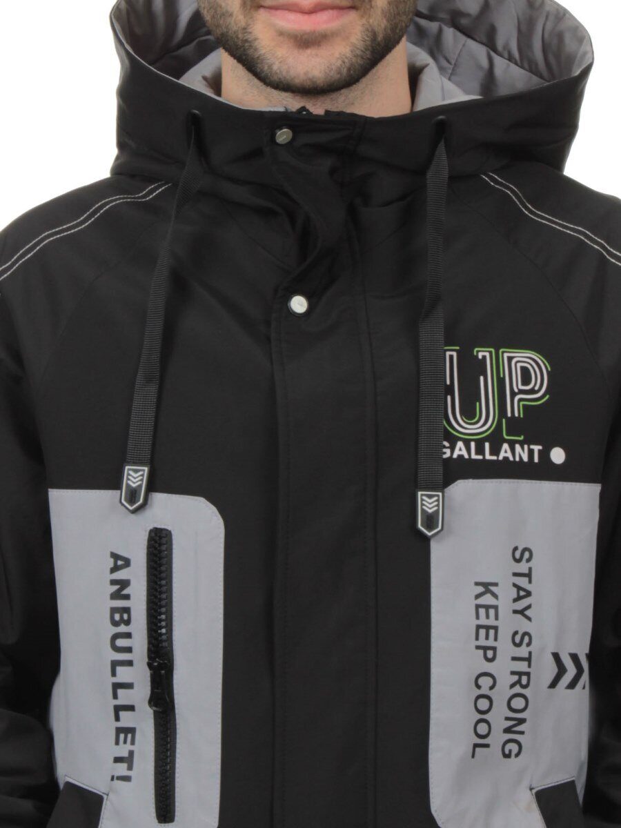 2171 BLACK GRAY Куртка мужская зимняя облегченная (130 гр. холлофайбер)