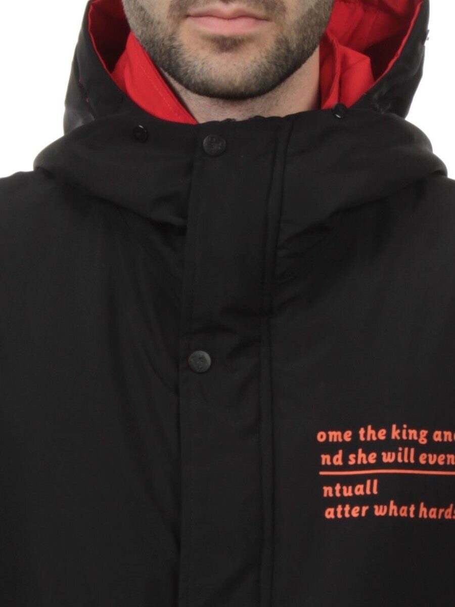 22066 BLACK RED Куртка мужская зимняя облегченная (150 гр. холлофайбер)