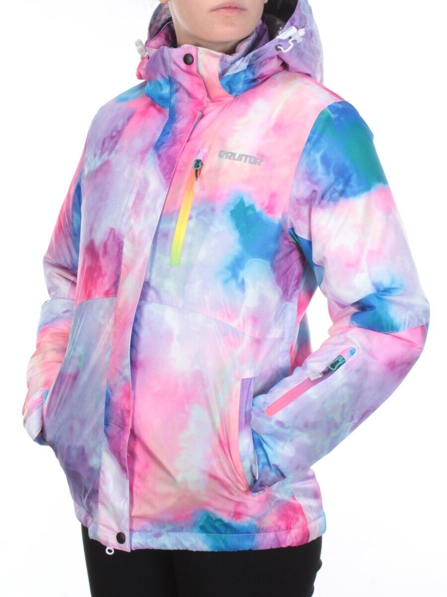 W1609-2 PINK/BLUE PRINT Куртка горнолыжная женская ERUITOR (100 гр. холлофайбера)