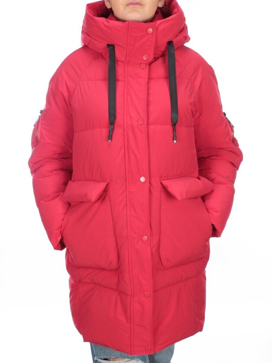 2197 RED Пуховик женский зимний AIKESDFRS (холлофайбер)