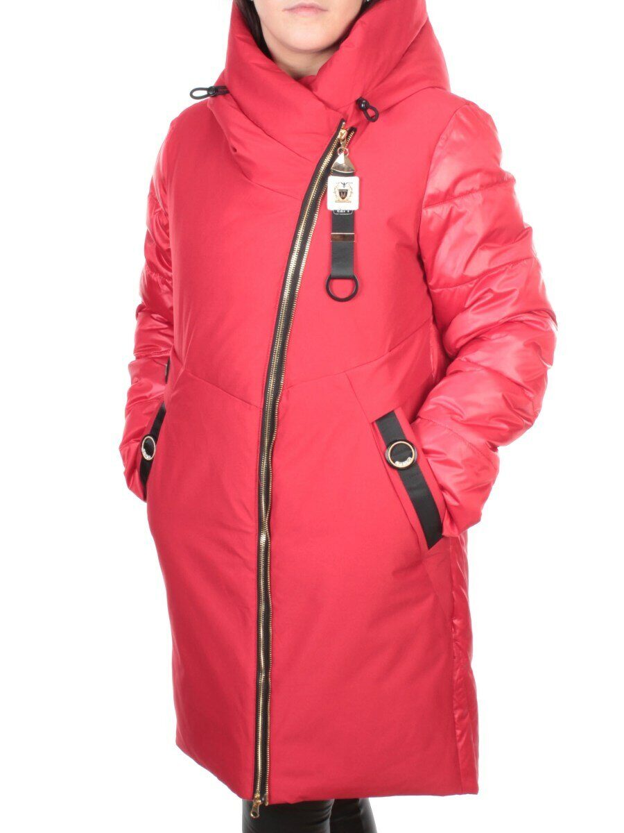 ZW-2128-C RED Пальто зимнее женское (холлофайбер) BLACK LEOPARD