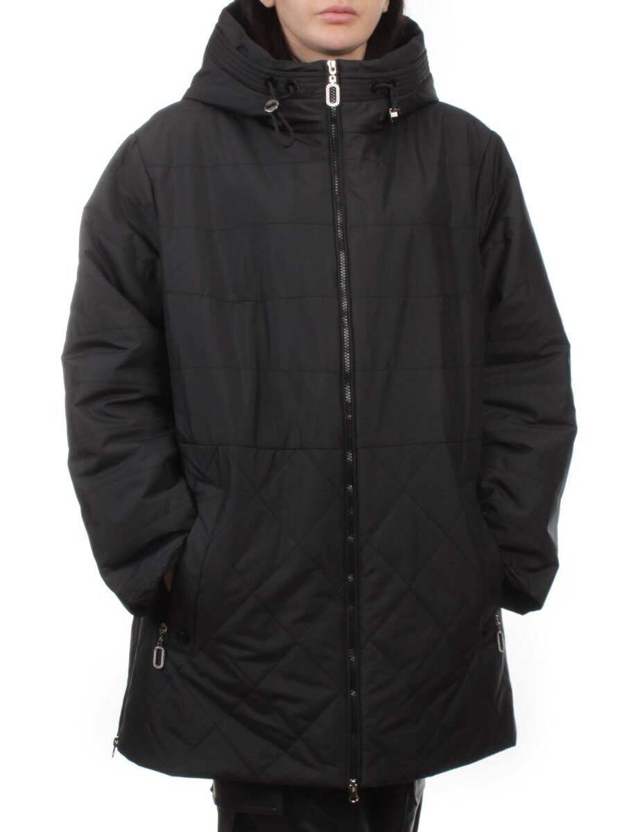 F-804 BLACK Куртка демисезонная женская (100 гр. холлофайбер)