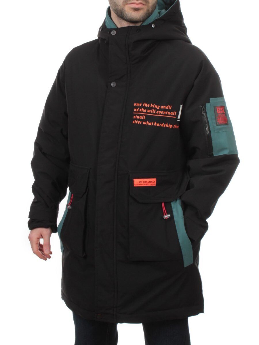 22066 BLACK GREEN Куртка мужская зимняя облегченная (150 гр. холлофайбер)