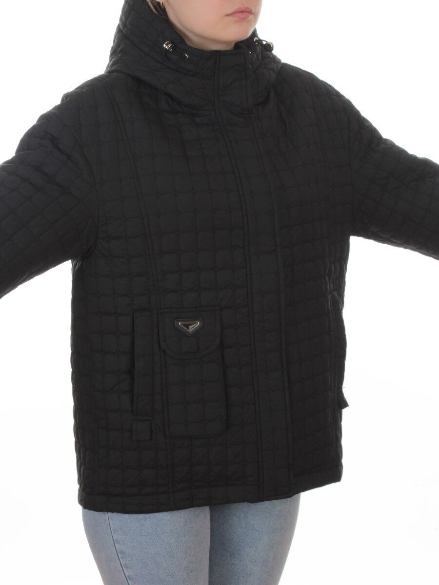 9617 BLACK Куртка стеганная демисезонная женская (100 гр. холлофайбер)