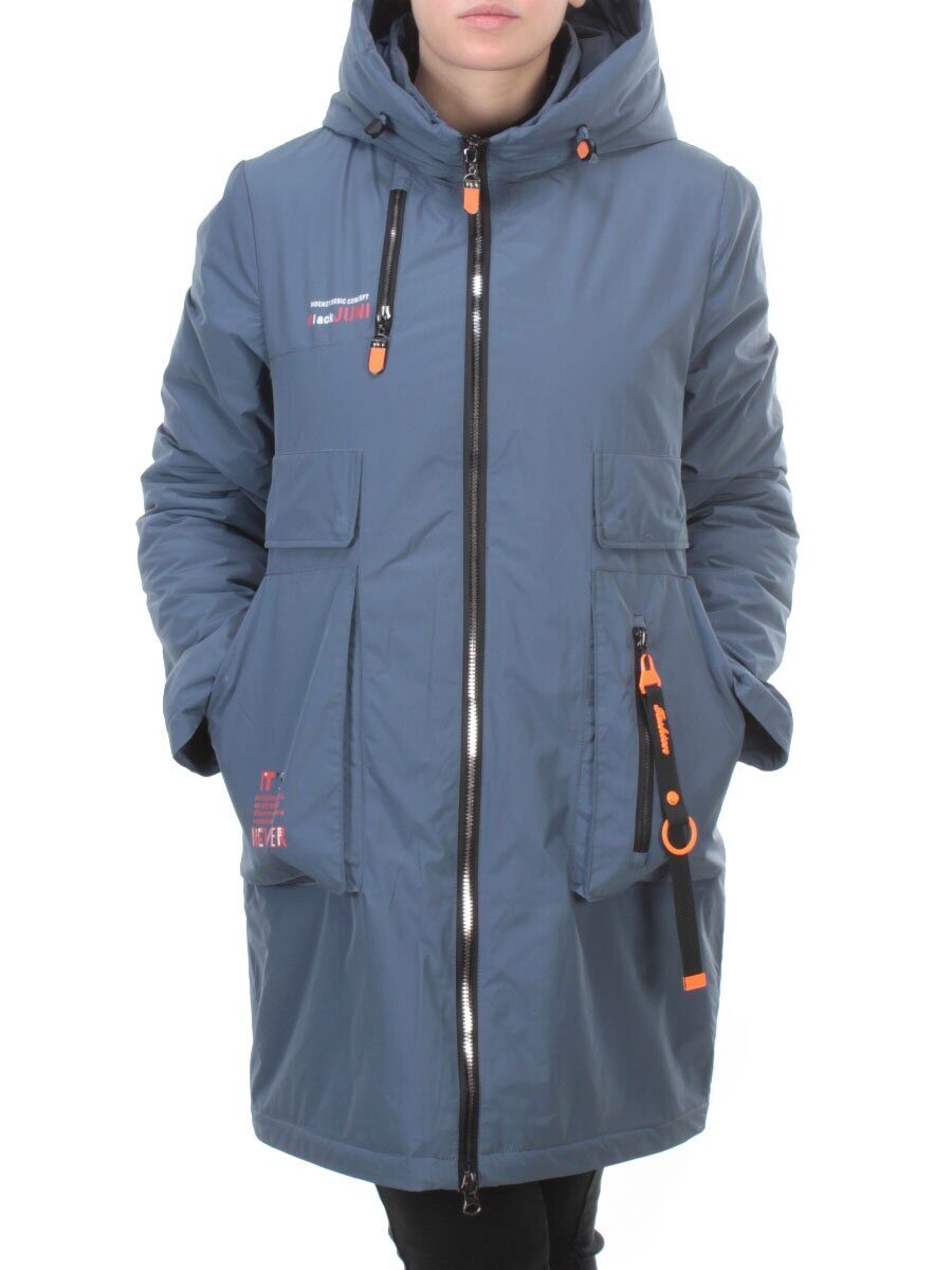 105-1 GRAY/BLUE Пальто демисезонное женское FAMILY (100 гр. синтепон)