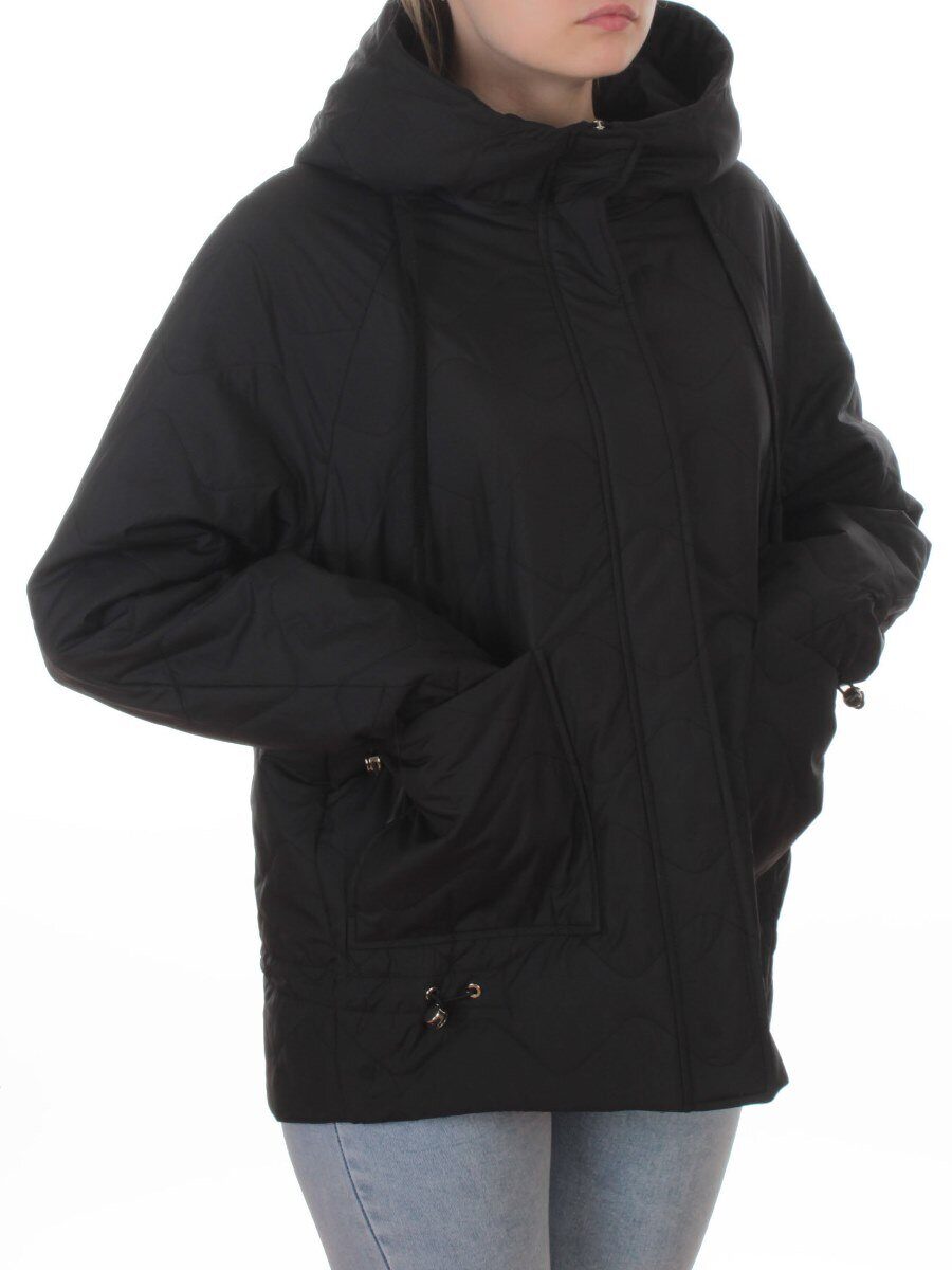 9661 BLACK Куртка демисезонная женская (100 гр. холлофайбер)