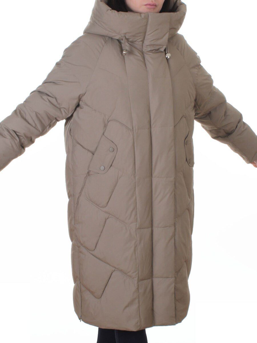 A621 BEIGE Пальто зимнее женское (200 гр. холлофайбер)