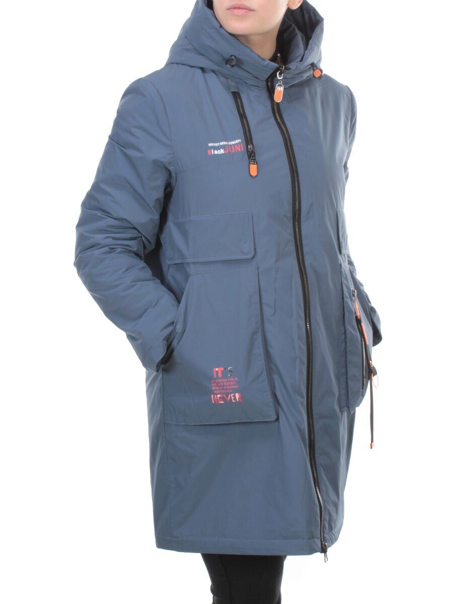 105-1 GRAY/BLUE Пальто демисезонное женское FAMILY (100 гр. синтепон)