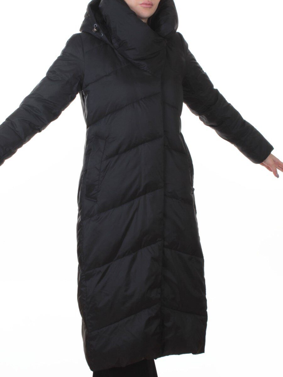 3067 BLACK Пальто пуховое женское (утиный пух)