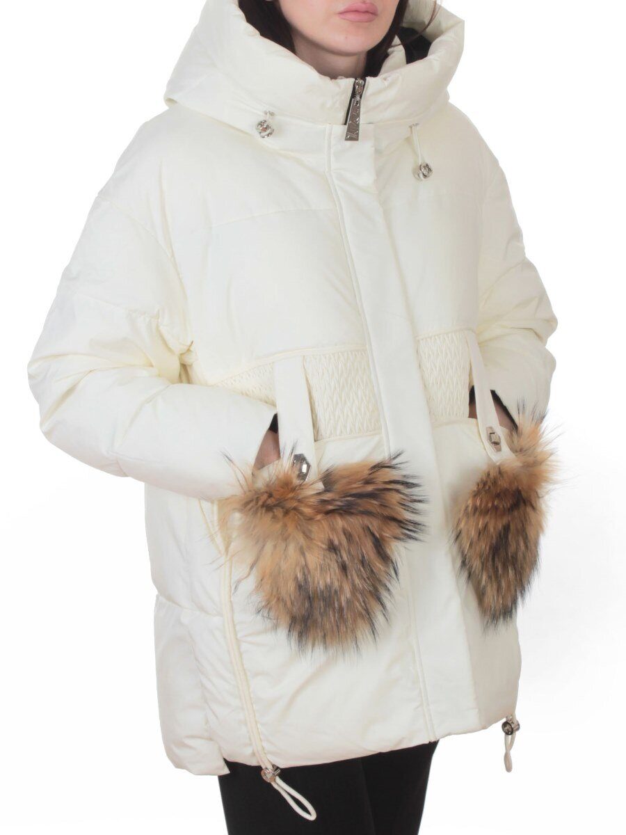 8809 MILK WHITE Куртка зимняя женская (200 гр. холлофайбер)