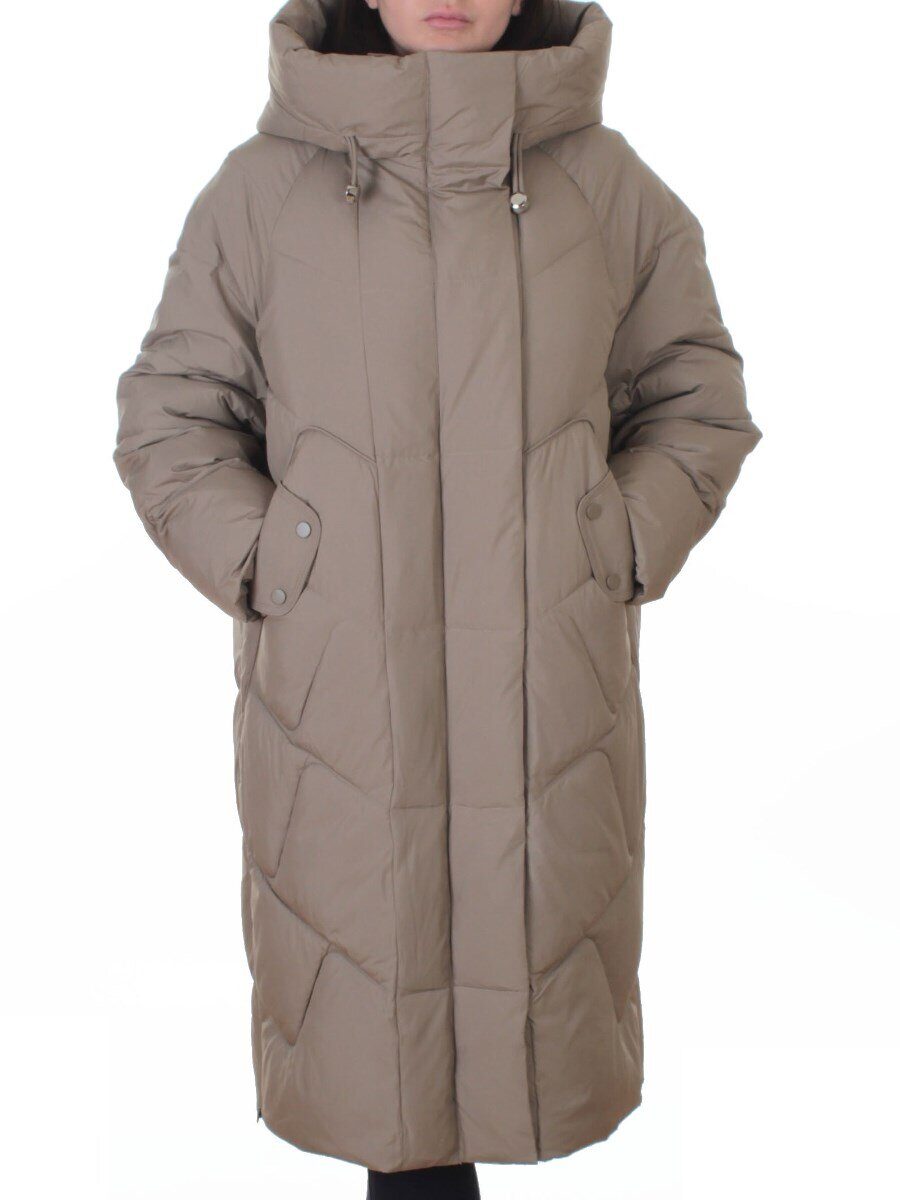A621 BEIGE Пальто зимнее женское (200 гр. холлофайбер)