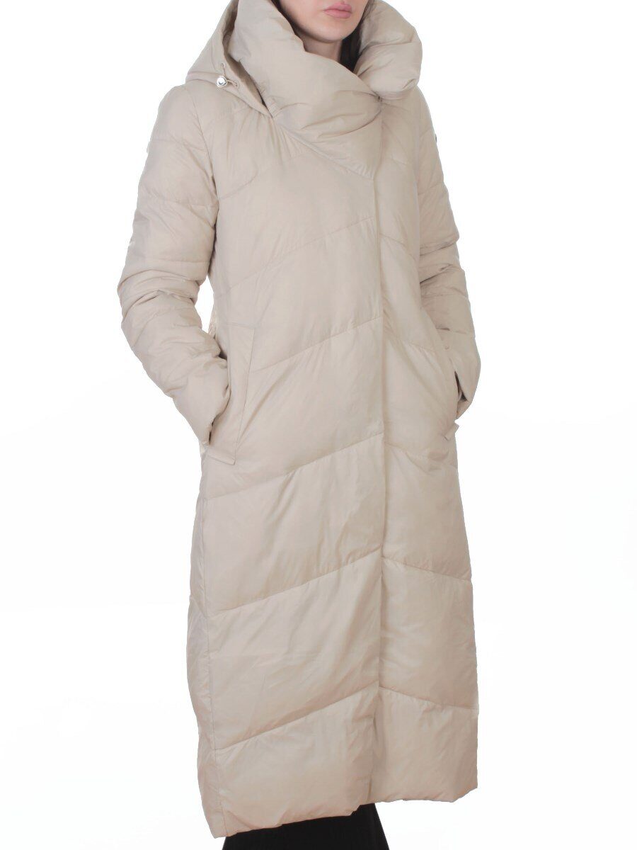 3067 BEIGE Пальто пуховое женское (утиный пух)