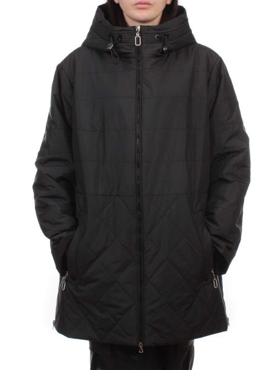 F-804 BLACK Куртка демисезонная женская (100 гр. холлофайбер)