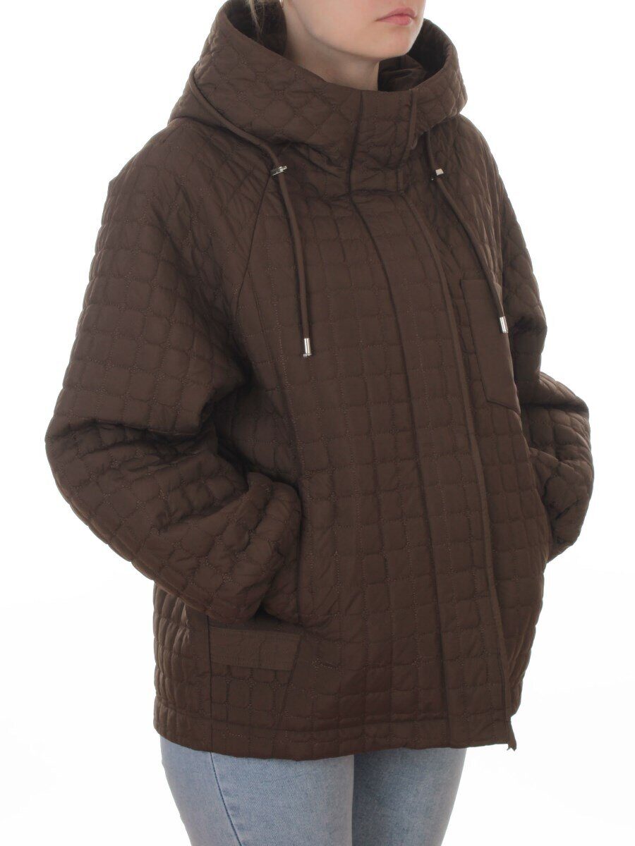 8039 BROWN Куртка стеганная демисезонная женская (100 гр. холлофайбер)