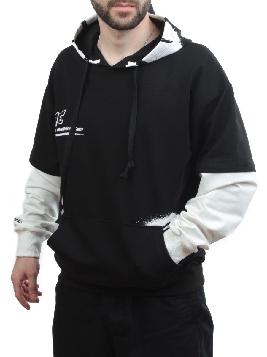 2702 BLACK/WHITE Толстовка мужская (75% хлопок, 20% полиэстер, 5% спандекс)
