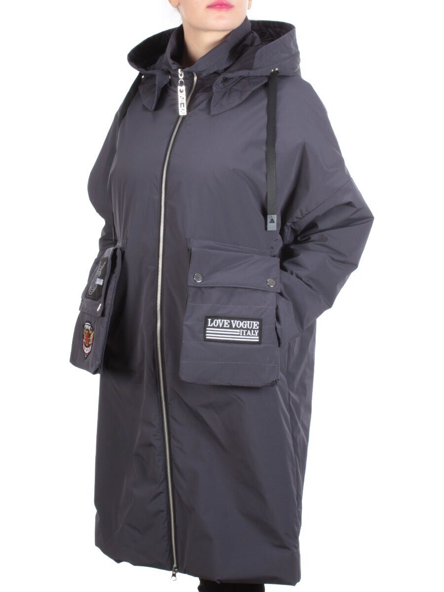 ZW-2306-C GRAY/PURPLE Пальто демисезонное женское (100 гр. синтепон) BLACK LEOPARD