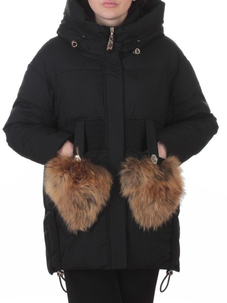8809 BLACK Куртка зимняя женская (200 гр. холлофайбер)