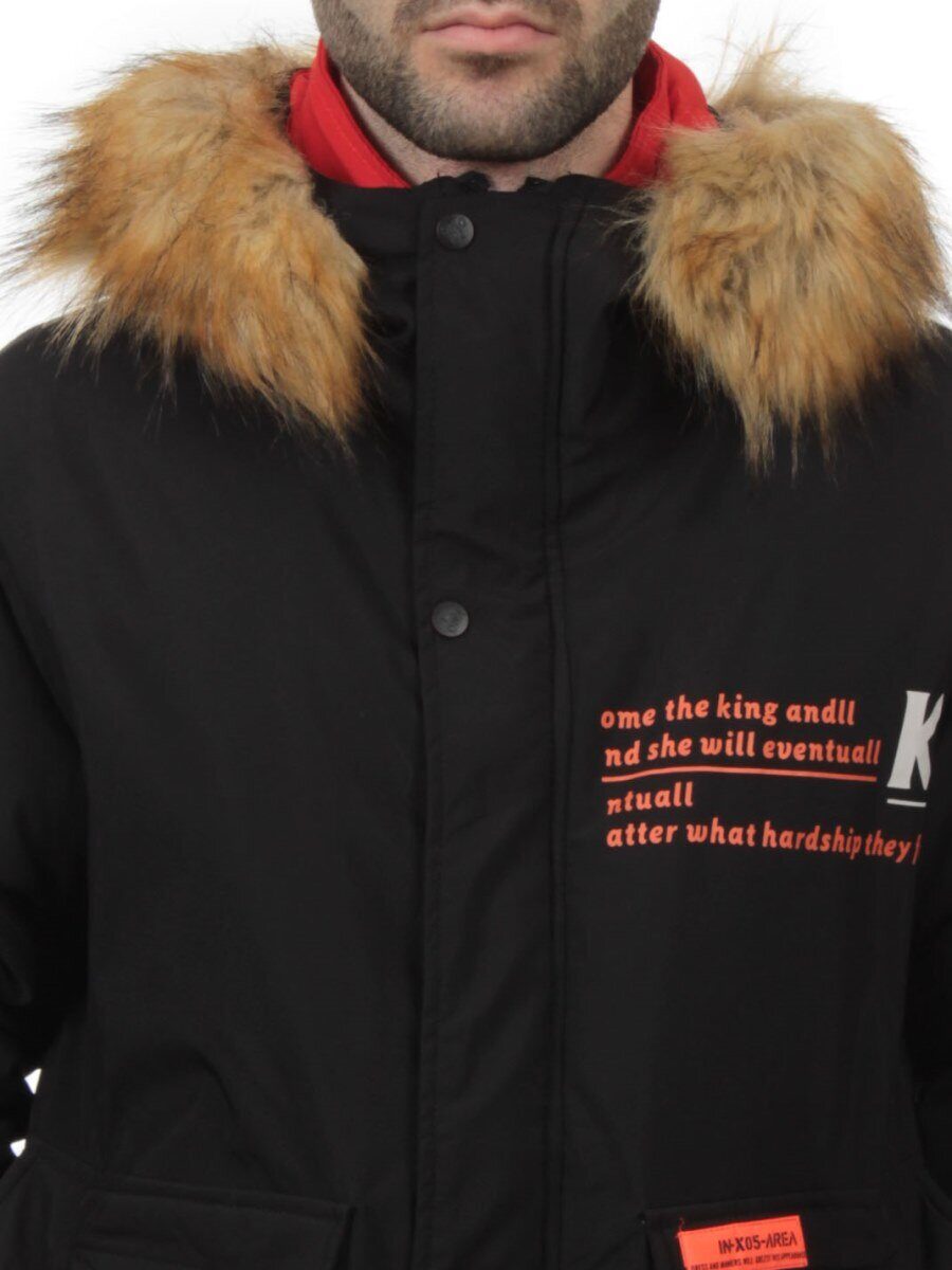 22067 BLACK RED Куртка мужская зимняя облегченная (150 гр. холлофайбер)