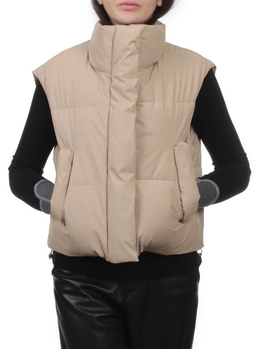 24122 DK. BEIGE Жилет утепленный женский (100 гр. холлофайбер)