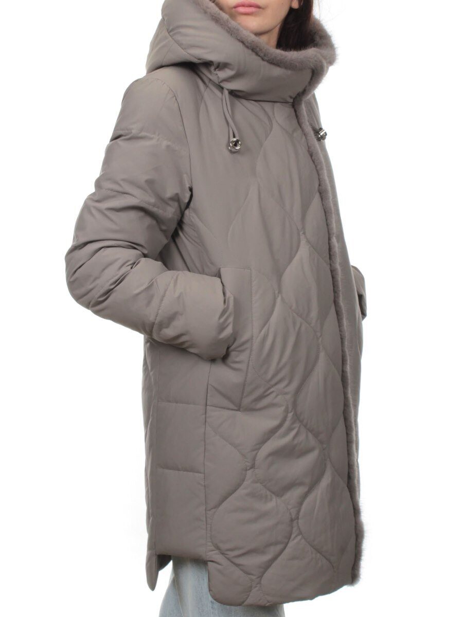 310 GRAY Пальто зимнее стеганое женское (200 гр. холлофайбер, натуральная норка)