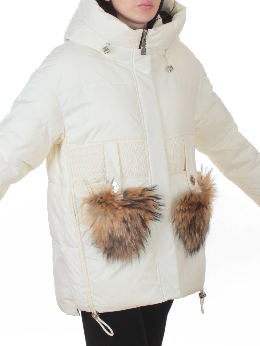 8809 MILK WHITE Куртка зимняя женская (200 гр. холлофайбер)