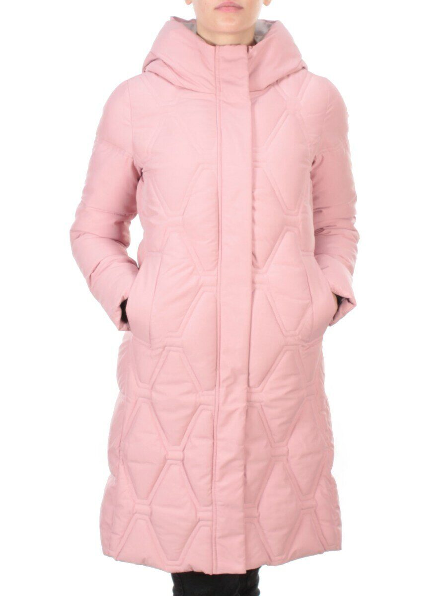 2158 PINK Пальто зимнее облегченное женское YINGPENG (150 гр .холлофайбер)