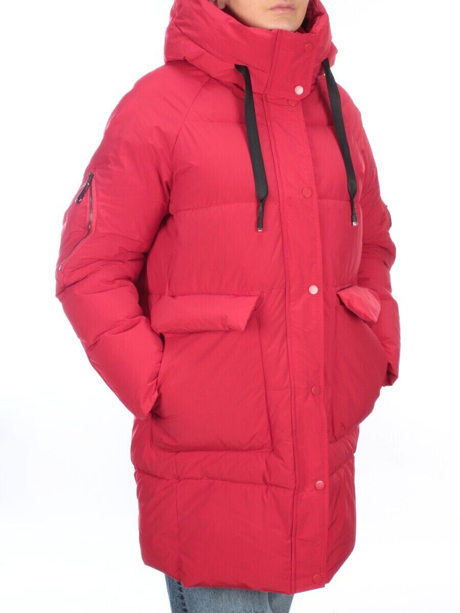 2197 RED Пуховик женский зимний AIKESDFRS (холлофайбер)