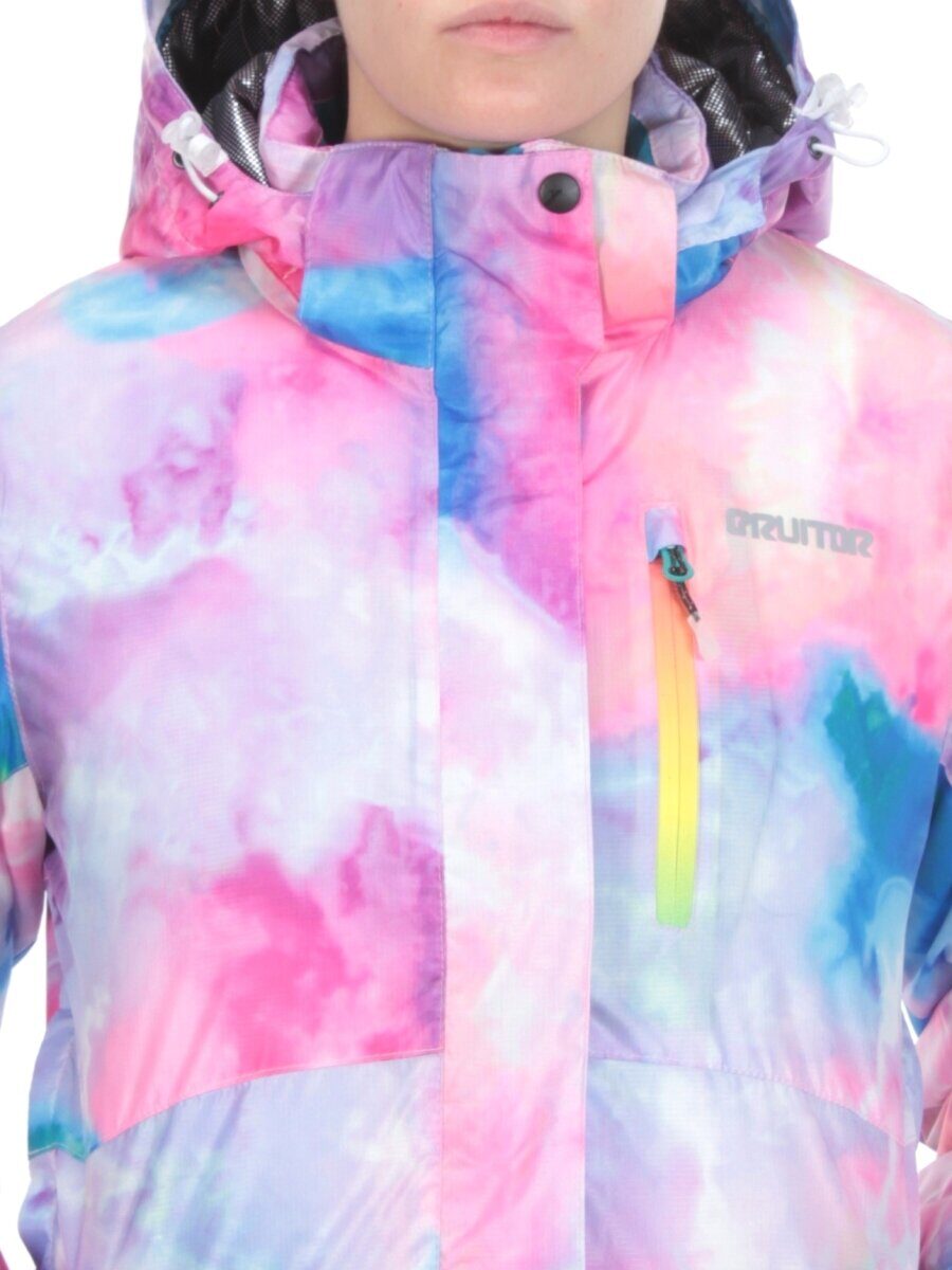 W1609-2 PINK/BLUE PRINT Куртка горнолыжная женская ERUITOR (100 гр. холлофайбера)