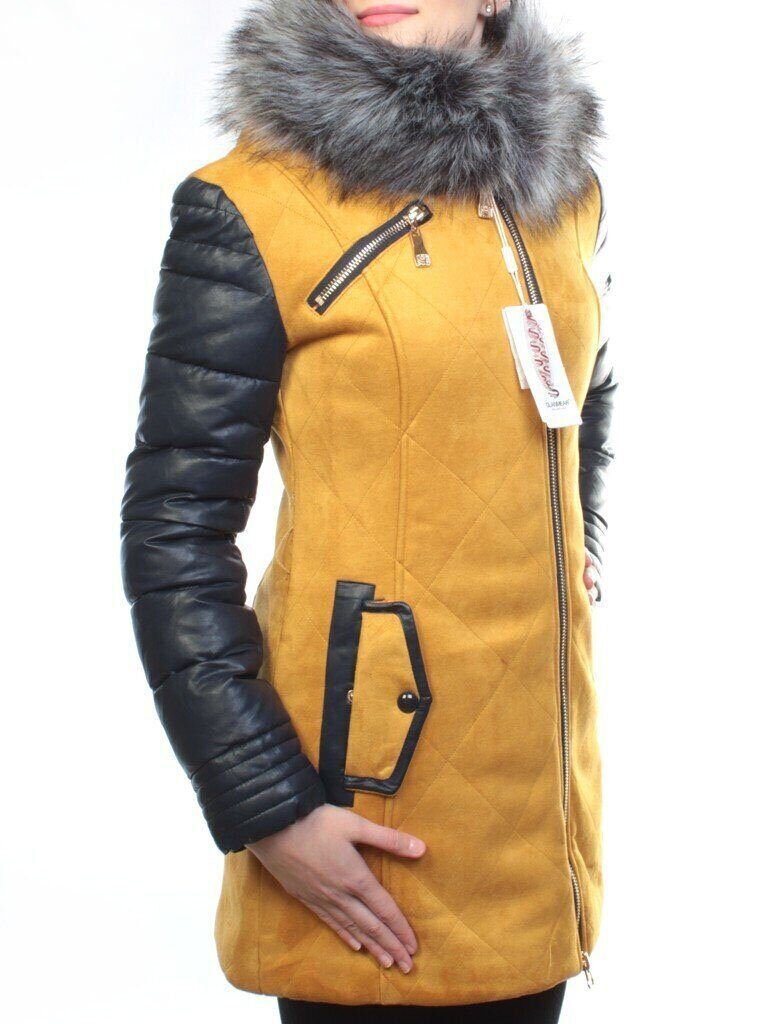 5137 YELLOW Парка женская зимняя (150 гр синтепон, искусственный мех)