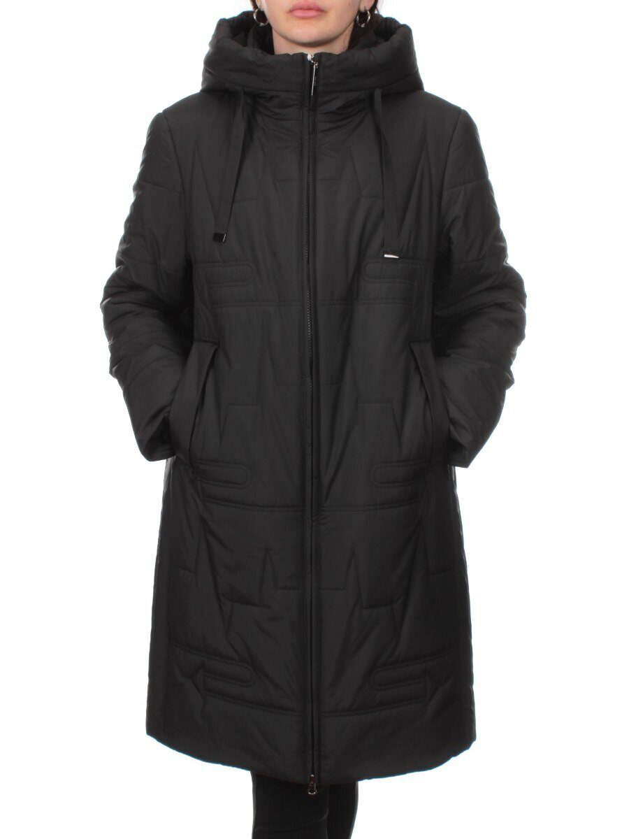 1073 BLACK Пальто зимнее облегченное женское (холлофайбер 150 гр.)