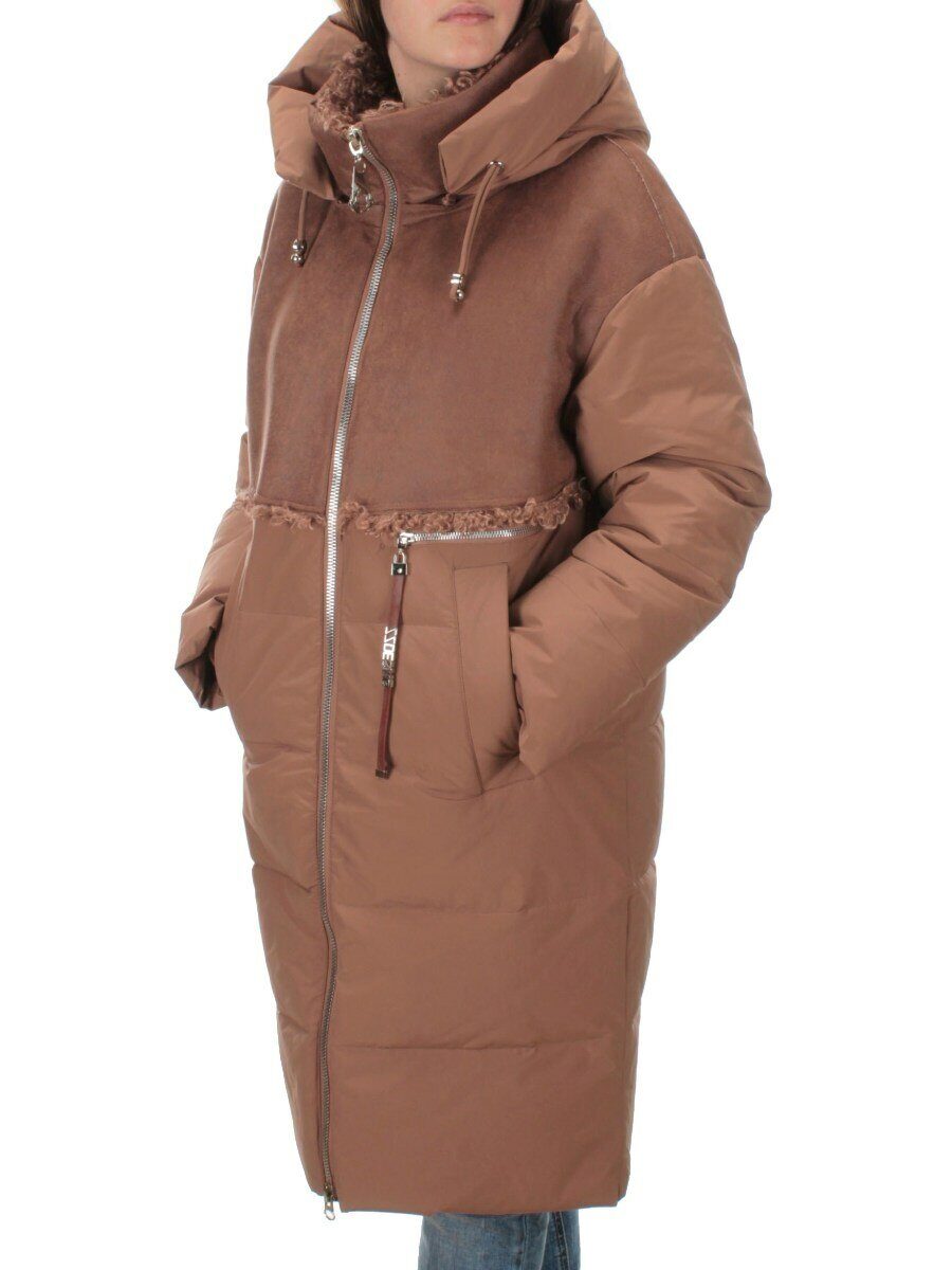 C1041 BROWN Пальто зимнее женское (200 гр .холлофайбер)