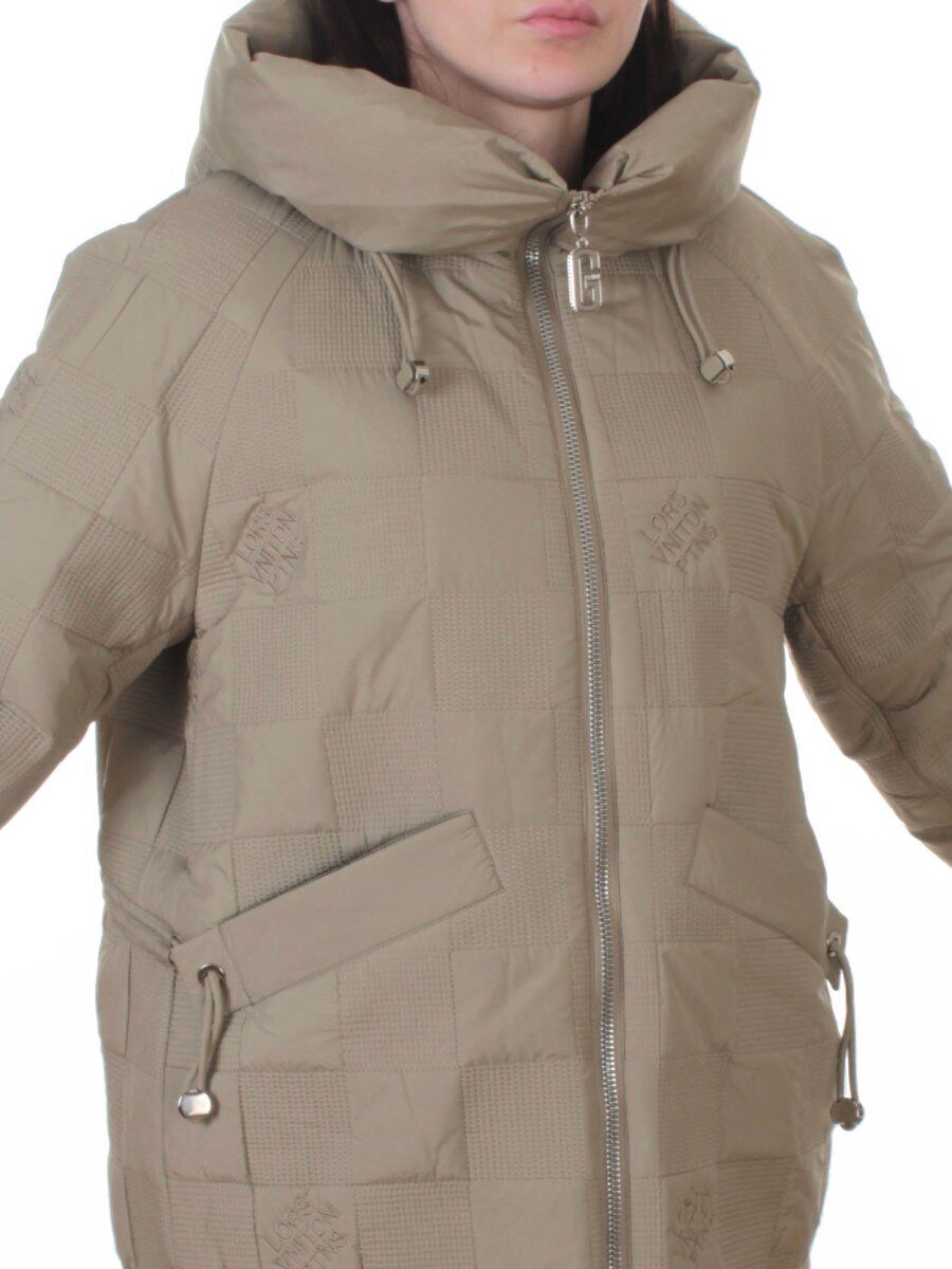 A05 BEIGE/GREEN Куртка стеганая зимняя женская (150 гр. холлофайбер)