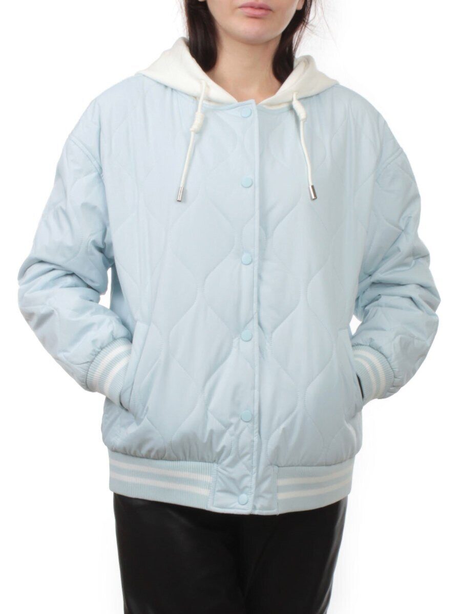 H24-90 LT. BLUE Куртка бомбер демисезонная женская (100 гр. синтепон)