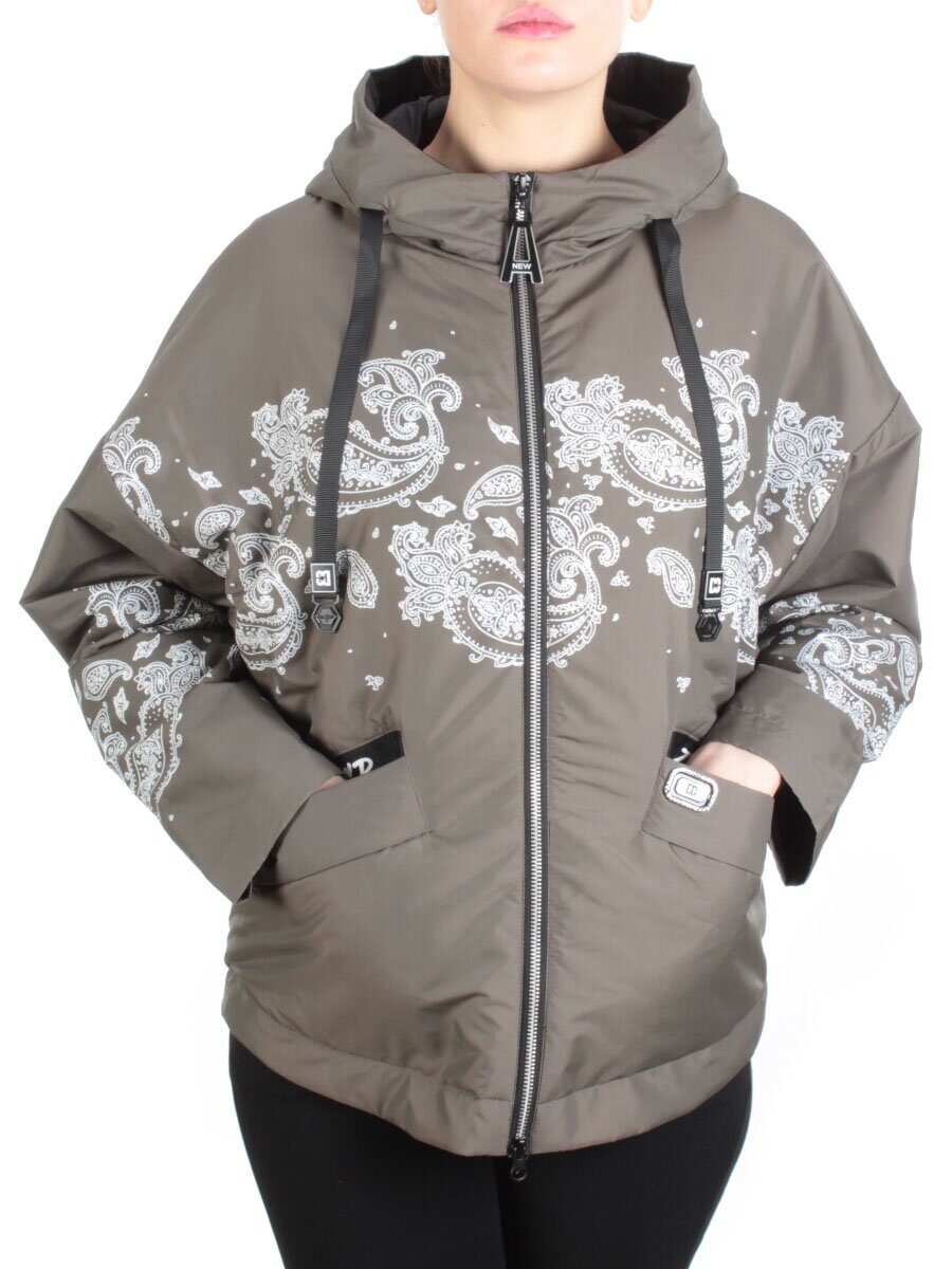 ZW-2312-C SWAMP COLOR Куртка демисезонная женская BLACK LEOPARD (100 гр.синтепон)