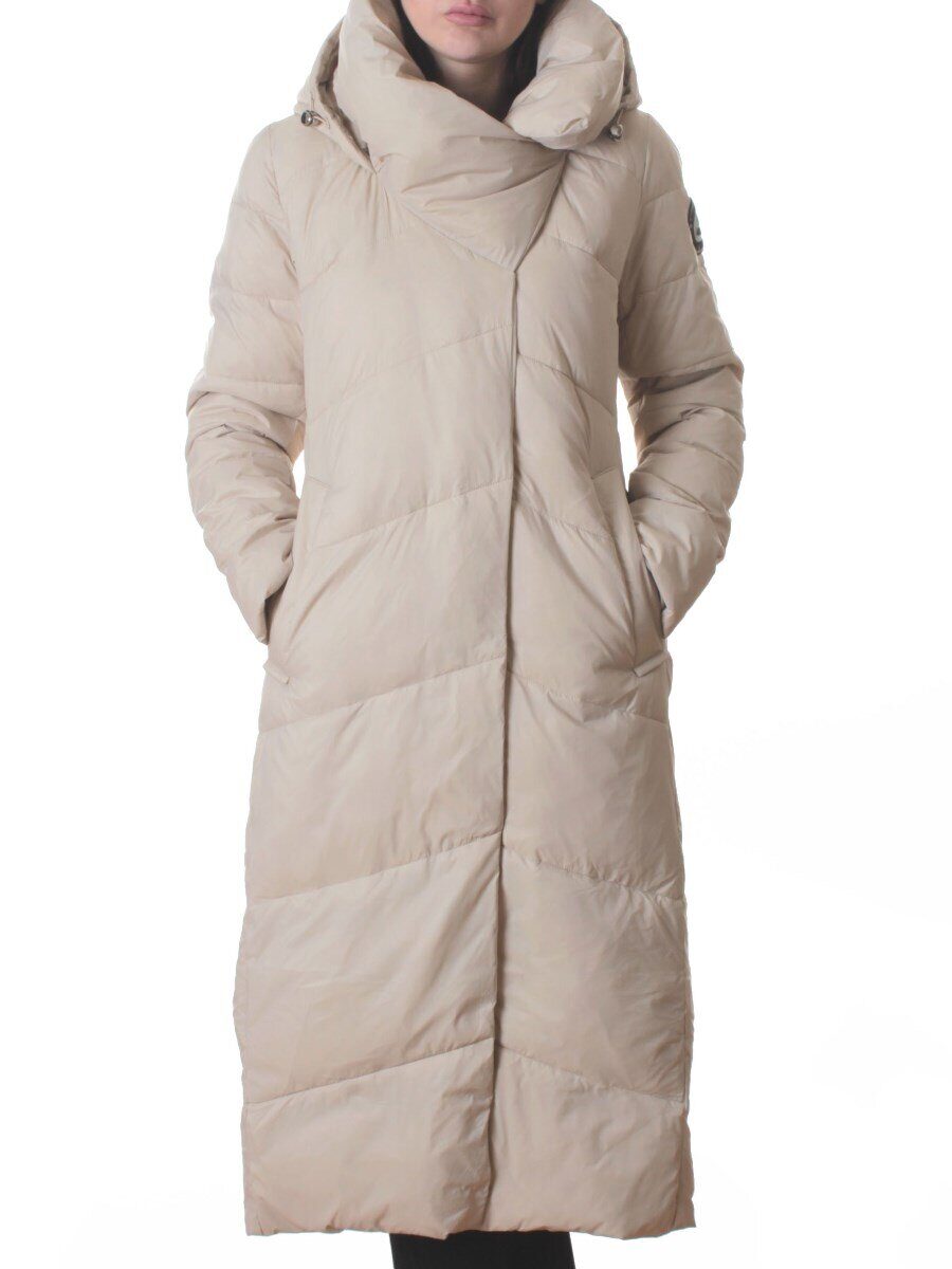 3067 BEIGE Пальто пуховое женское (утиный пух)