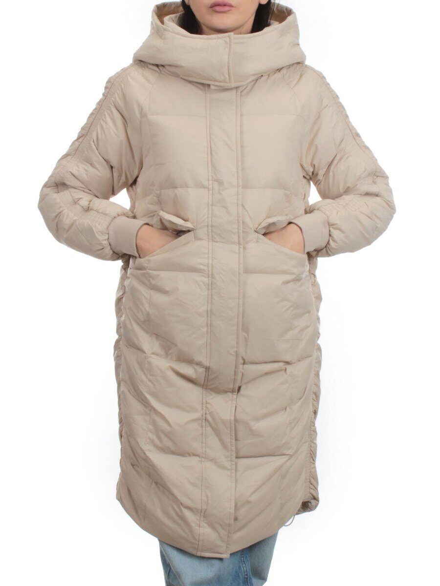 3064 BEIGE Пуховик зимний женский (80% пух, 20% перо)