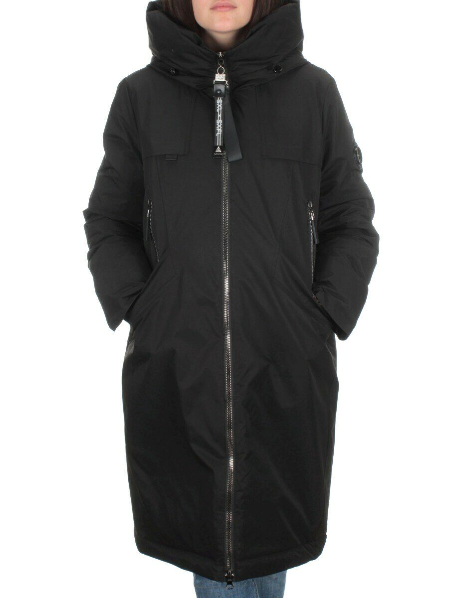 2316 BLACK Пальто зимнее женское (200 гр. холлофайбера)