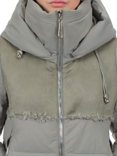23-636 OLIVE Пальто зимнее женское (холлоффайбер 150 гр., искусственная дубленка)