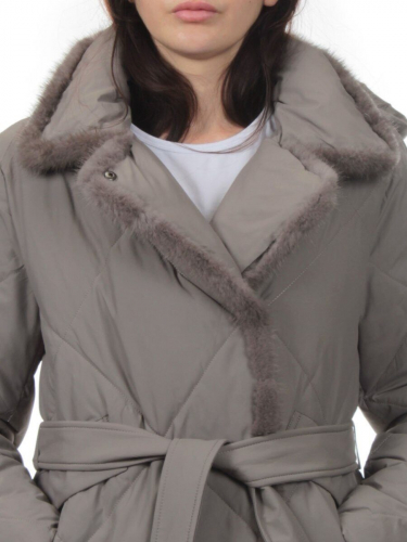 309 GRAY Пальто зимнее стеганое женское (200 гр. холлофайбер, натуральная норка)