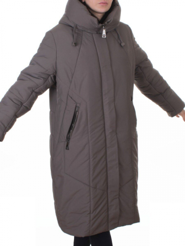A615 GRAY/BEIGE Пальто зимнее женское (верблюжья шерсть, 120 гр. холлофайбер)