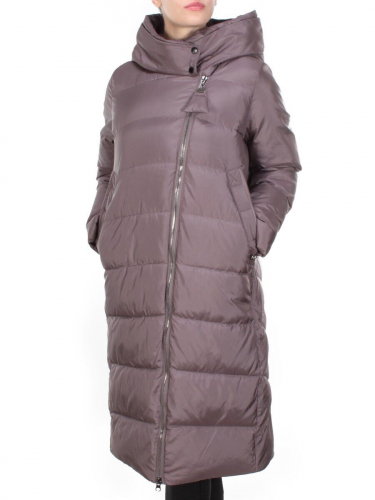 2118 GRAY/PURPLE Пальто зимнее женское MELISACITI (200 гр. холлофайбера)