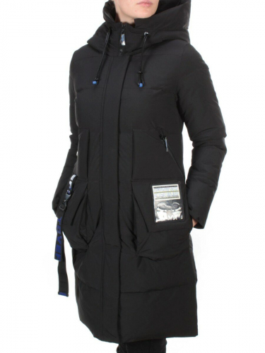 20-901 BLACK Пальто зимнее женское HAPPYSNOW (150 гр. холлофайбера)