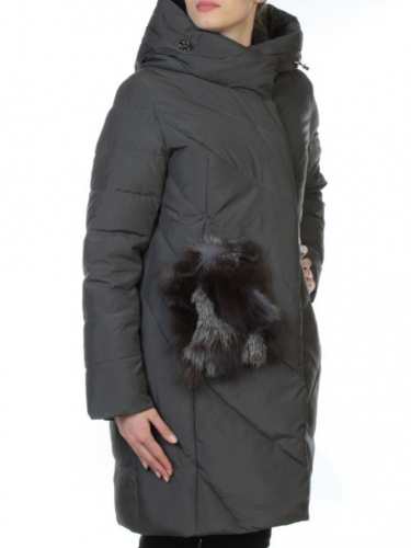 E-867 GRAY/GREEN Пальто теплое стеганое EVCANBADY