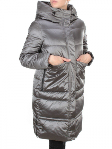 9106 DARK GREY Пальто зимнее женское  FLOWEROVE (200 гр. холлофайбера)