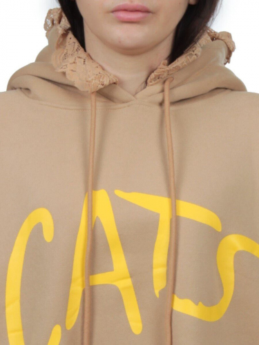 2247 BEIGE Толстовка-платье женская (85% хлопок, 10% полиэстер, 5% спандекс)