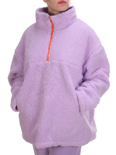 2568 LILAC Кофта плюшевая женская Тедди на синтепоне  (50 гр. синтепон)
