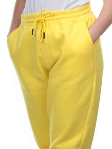 M045 YELLOW Брюки спортивные женские на флисе (100% хлопок) 7986
