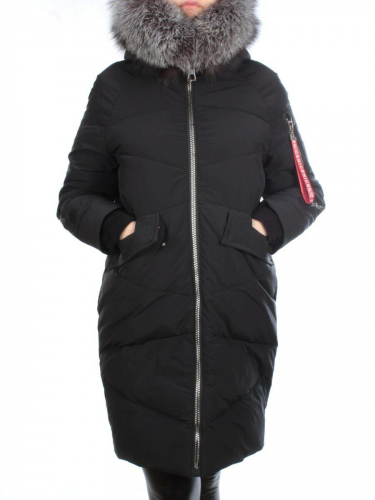 CU-19056 BLACK Пальто женское зимнее CUTEELF (200 гр. холлофайбера)