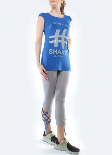 1204 BLUE/GRAY Спортивный костюм для фитнеса женский (90% вискоза, 10% лайкра)